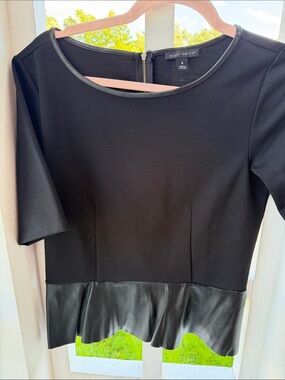 Willi Smith Size 8 Top with Faux Leather Peplum Hem